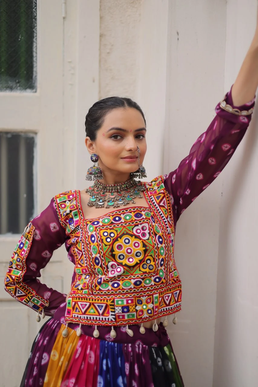 Navratri Special Georgette Lehenga Choli With Kutchi Gamthi Work