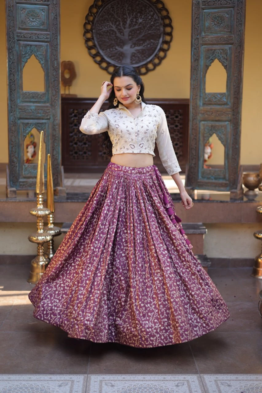 Cosmos Jacquard Lehenga Choli With Beads Embroidery