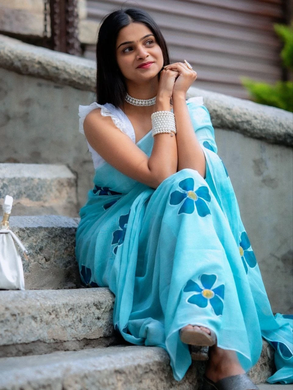 Soft Linen Digital Print Saree with Bangaloiry Satin Blouse | 6.30 Meter