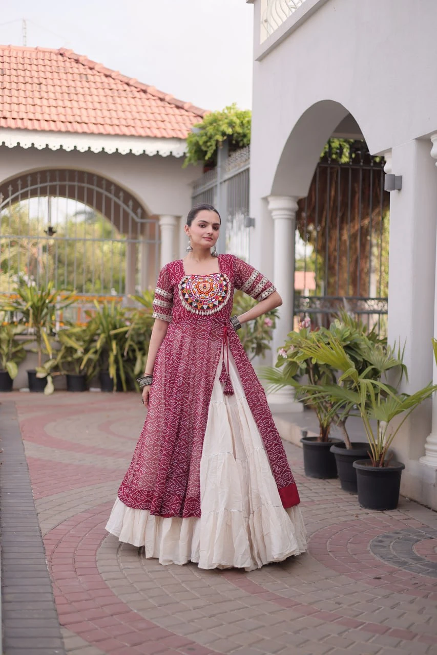 Purple Color Bandhani Printed Kurti | Red Color