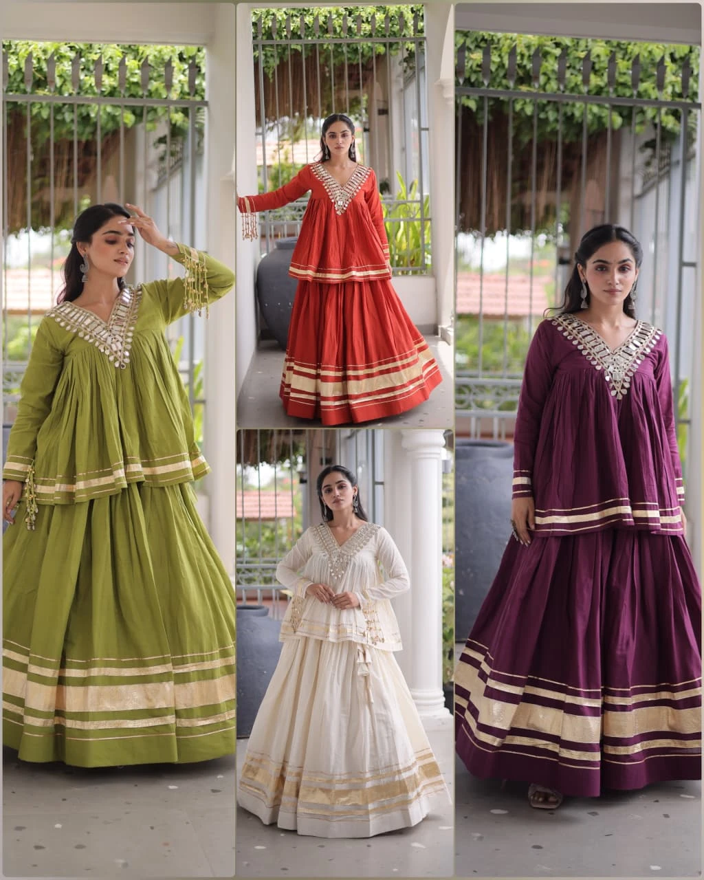 Navratri Lehenga Choli for Women with Zari Patta & Real Mirror Work