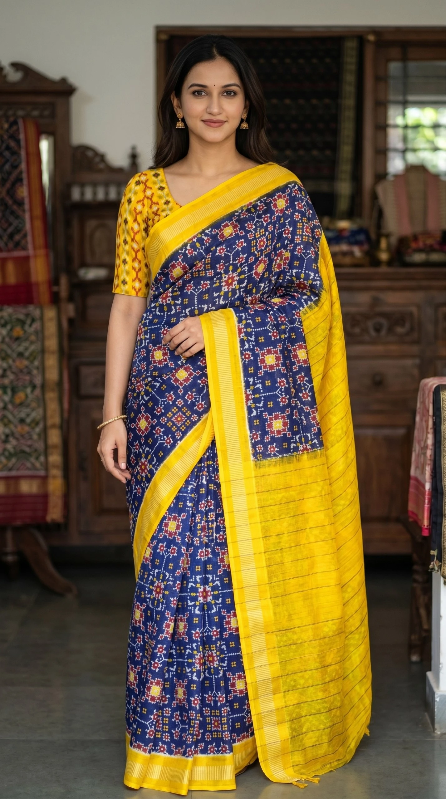 Premium Linen Digital Print Saree with Matching Blouse | 6.30 Meter | Modern Nari