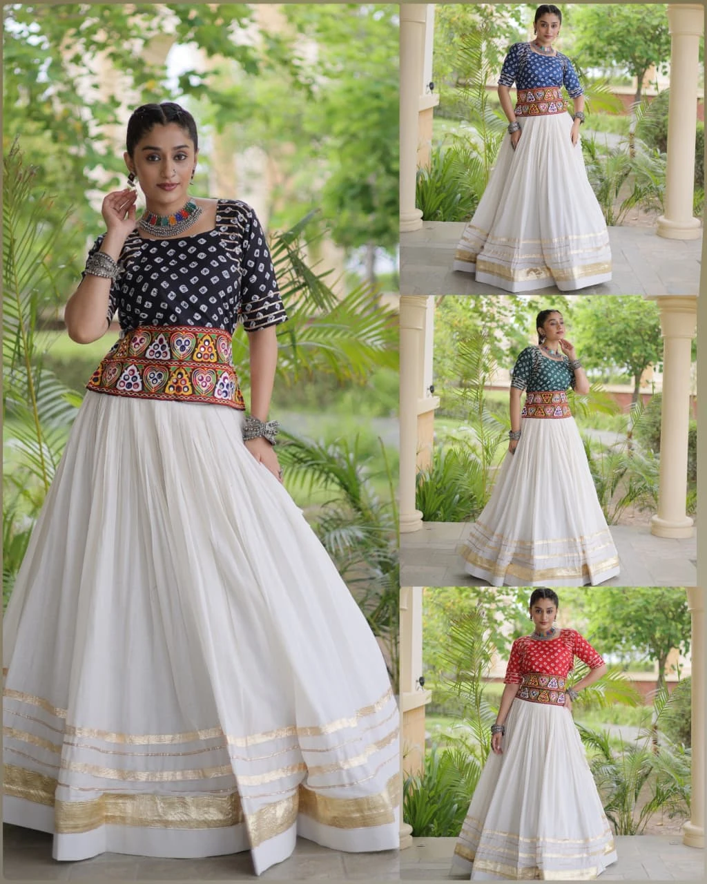 Cora Cotton Lehenga Choli with Gota Patti, Gamthi Embroidery & Lace Work | Full Stitched